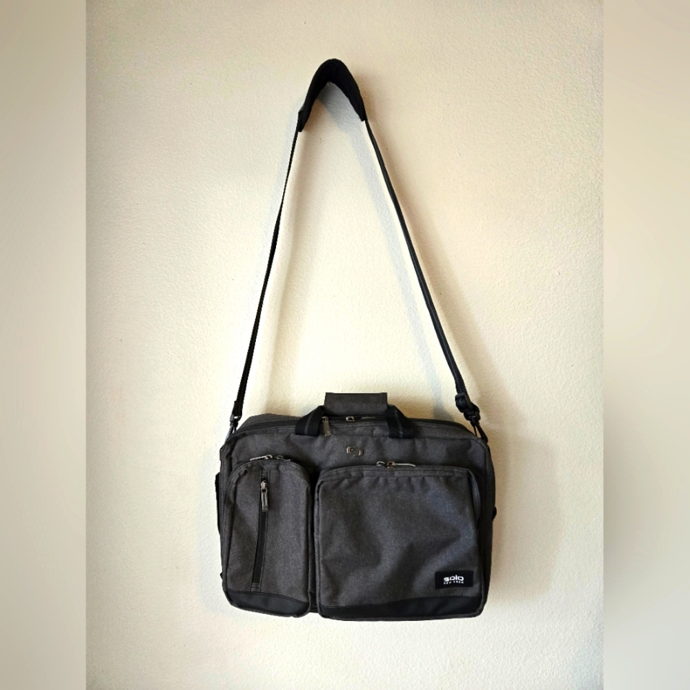 Solo New York 18" Laptop Tablet Briefcase. Men's Messenger Bag, Charcoal Gray